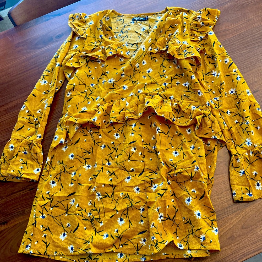 Yellow floral nasty gal dress, size 6